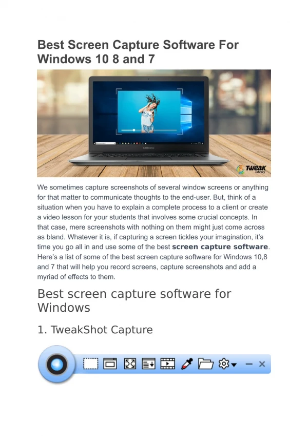 Best Screen Capture Software For Windows 10 8 and 7