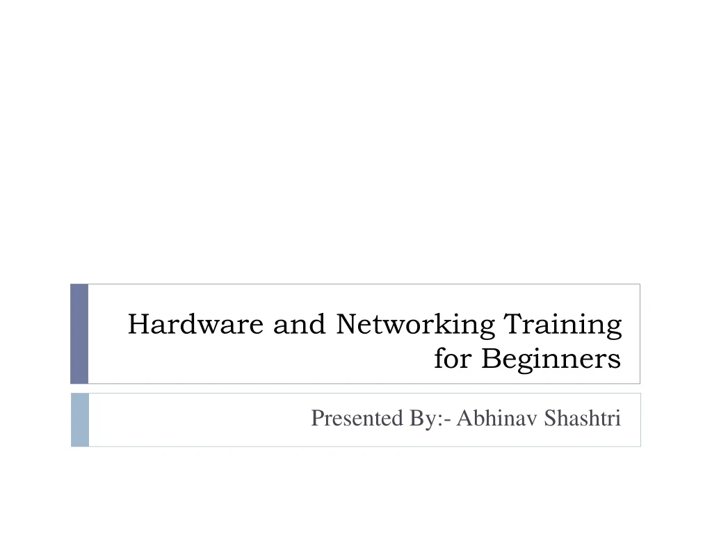 hardware and networking training for beginners