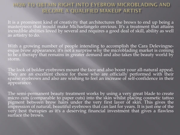 How to obtain right into eyebrow microblading and