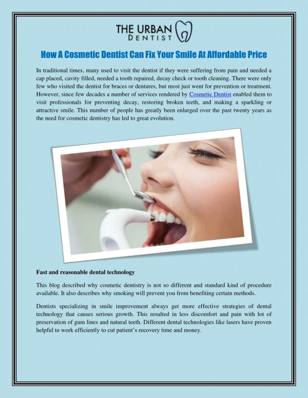 How A Cosmetic Dentist Can Fix Your Smile At Affordable Price