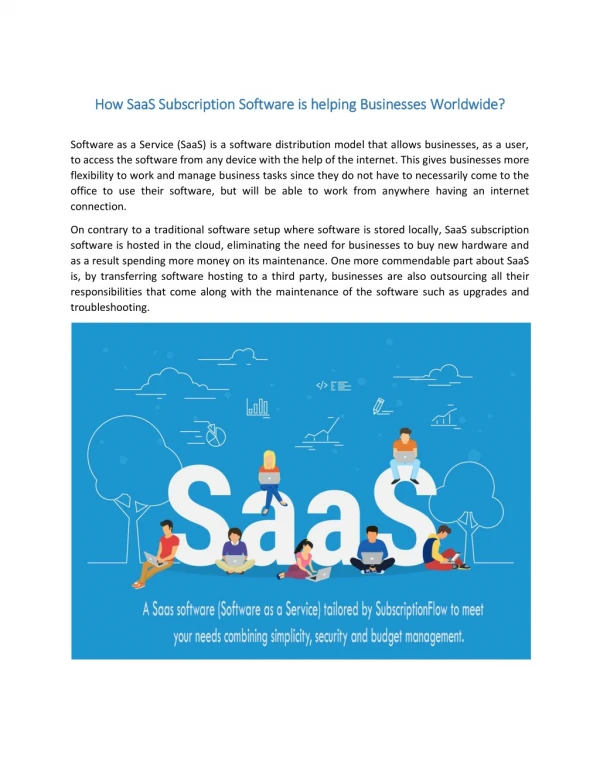 SaaS (Software as Service) Subscription Management Software