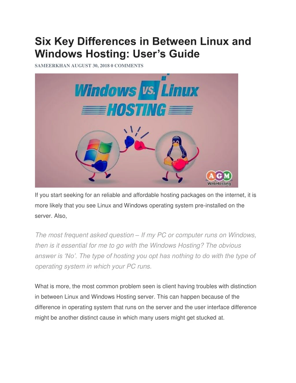 six key differences in between linux and windows