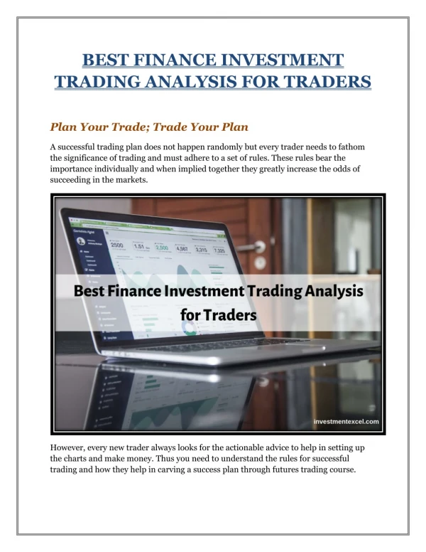 BEST FINANCE INVESTMENT TRADING ANALYSIS FOR TRADERS