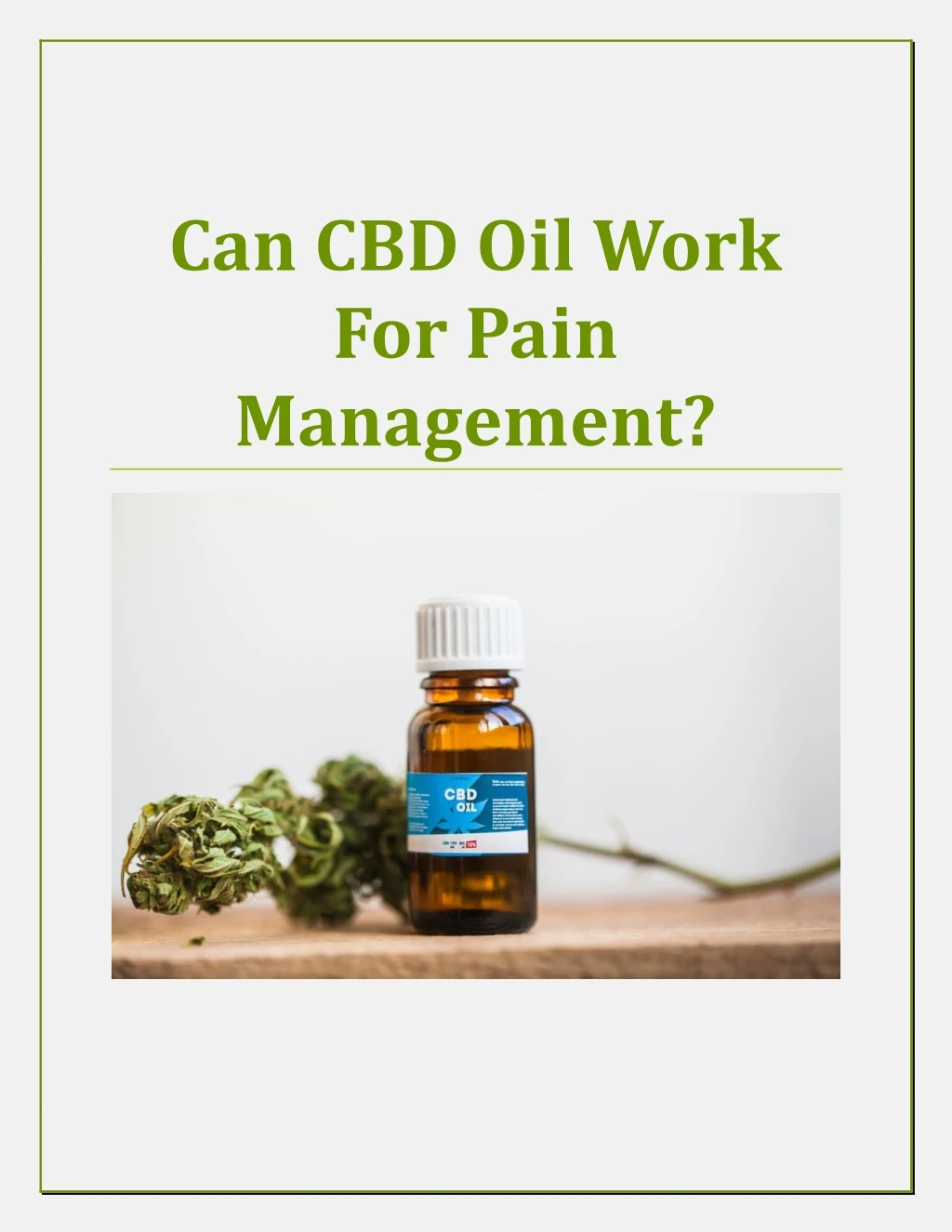 can cbd oil work for pain management