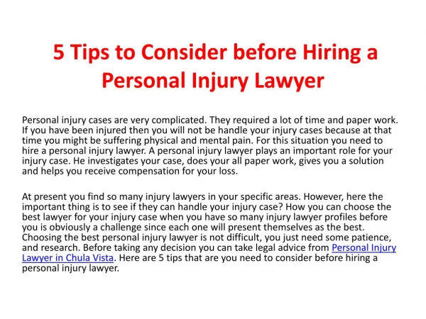 5 tips to consider before hiring a personal injury lawyer