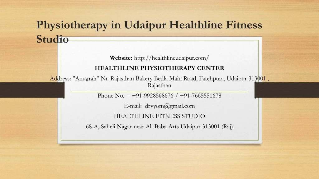 physiotherapy in udaipur healthline fitness studio