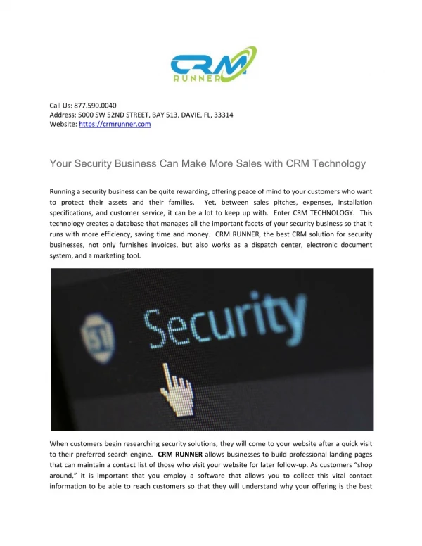 Your Security Business Can Make More Sales with CRM Technology