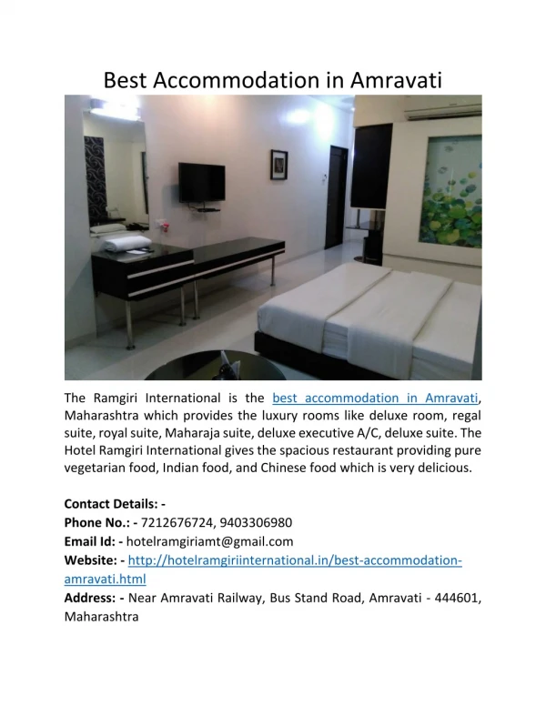 Best Accommodation in Amravati