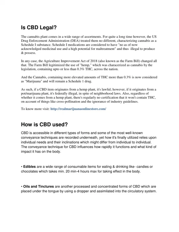 Is the use of Cannabis (CBD) legal?