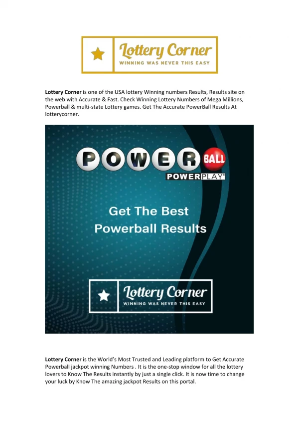 Powerball jackpot winning Numbers | Lottery Corner - Get The Best Results