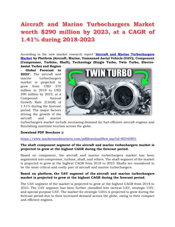 Aircraft and Marine Turbochargers Market Analysis & Forecast