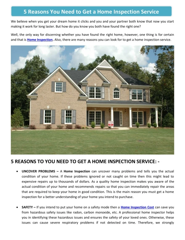 5 Reasons You Need to Get a Home Inspection Service