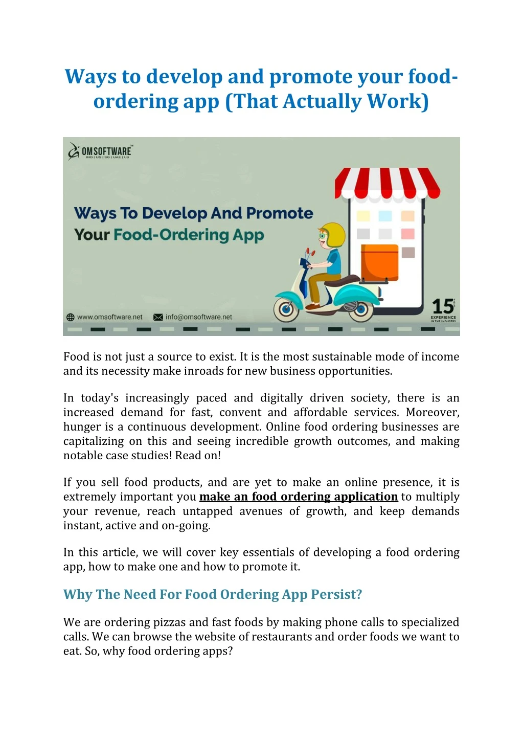 ways to develop and promote your food ordering