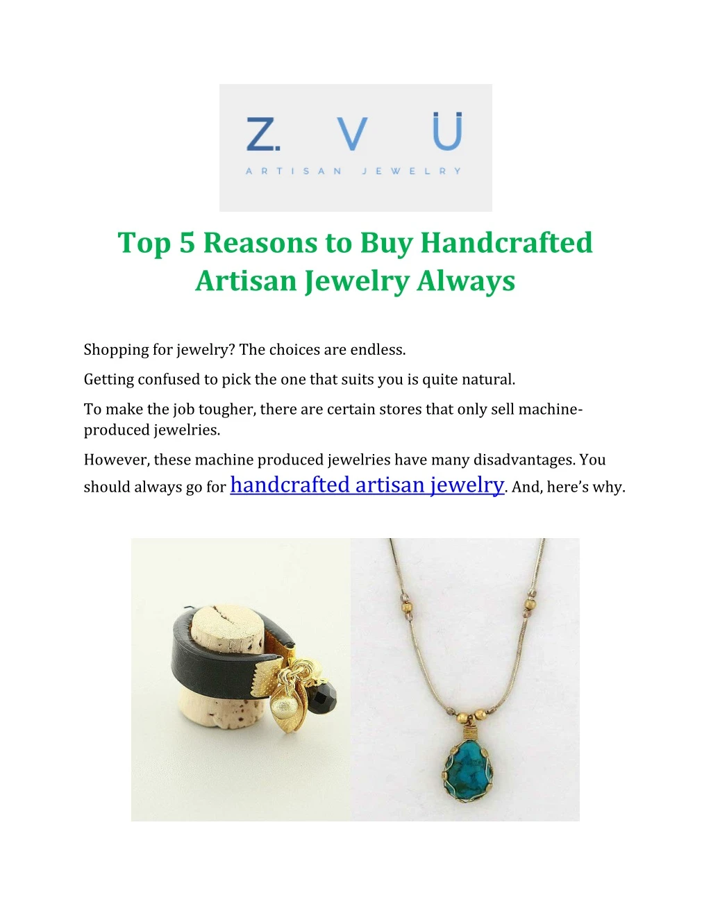 top 5 reasons to buy handcrafted artisan jewelry