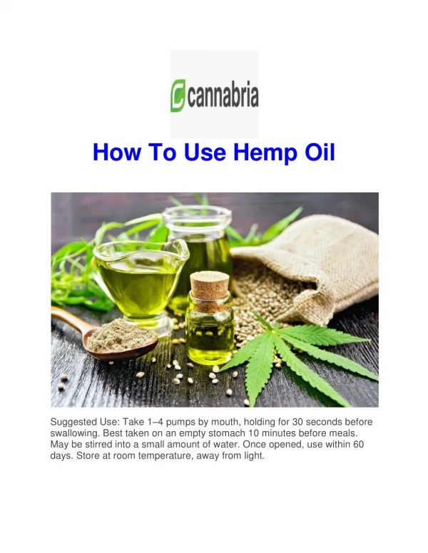 How To Use Hemp Oil