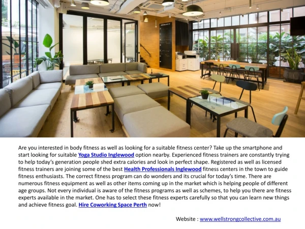 Hire Coworking Space Perth & Wellness Classes Inglewood