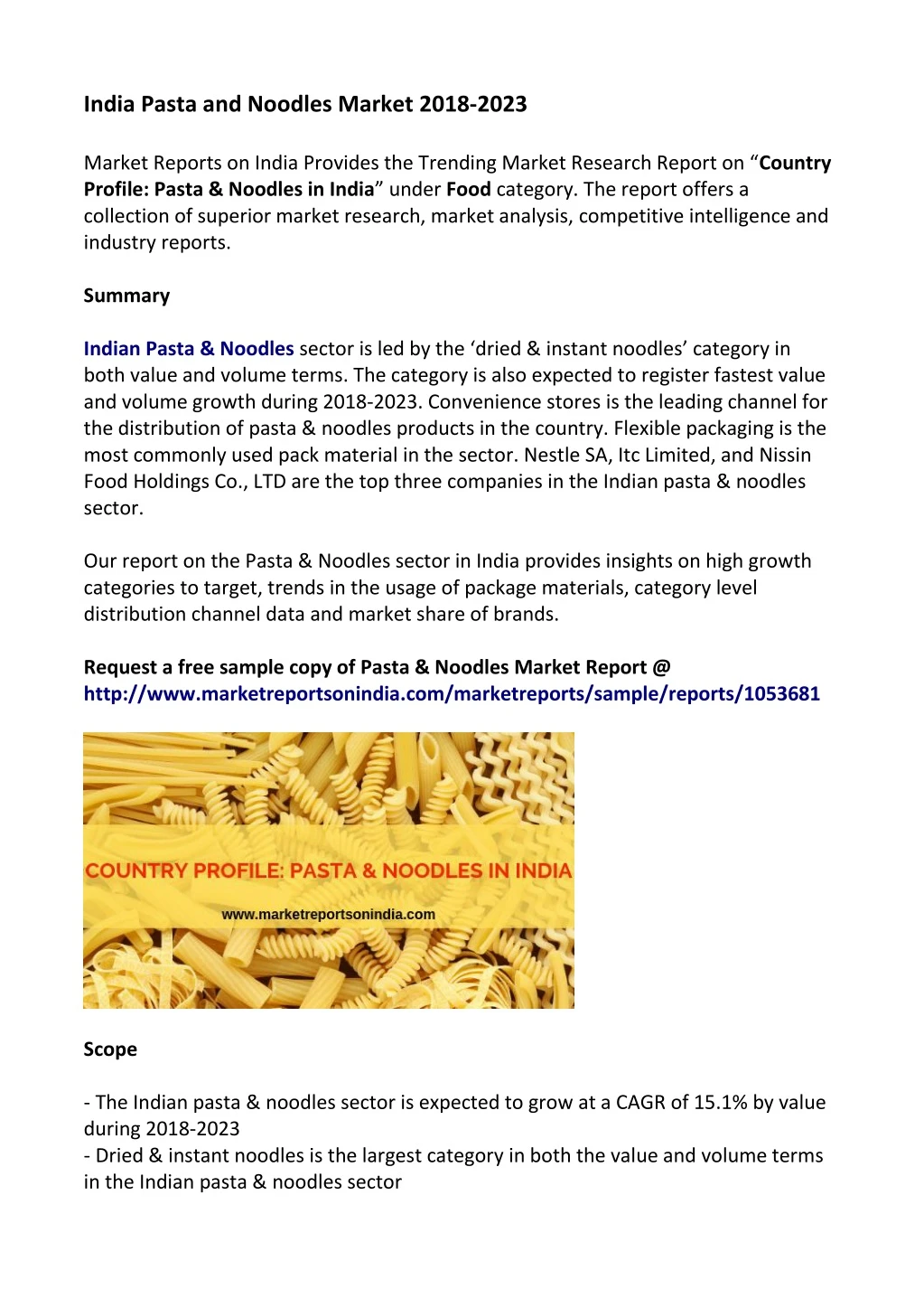 india pasta and noodles market 2018 2023 market