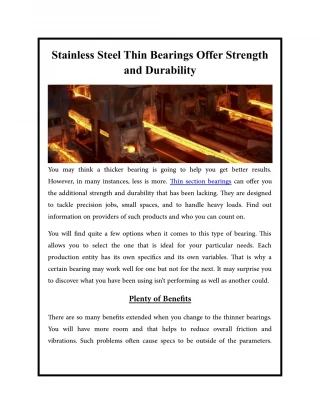 Stainless Steel Thin Bearings Offer Strength and Durability - slide 1