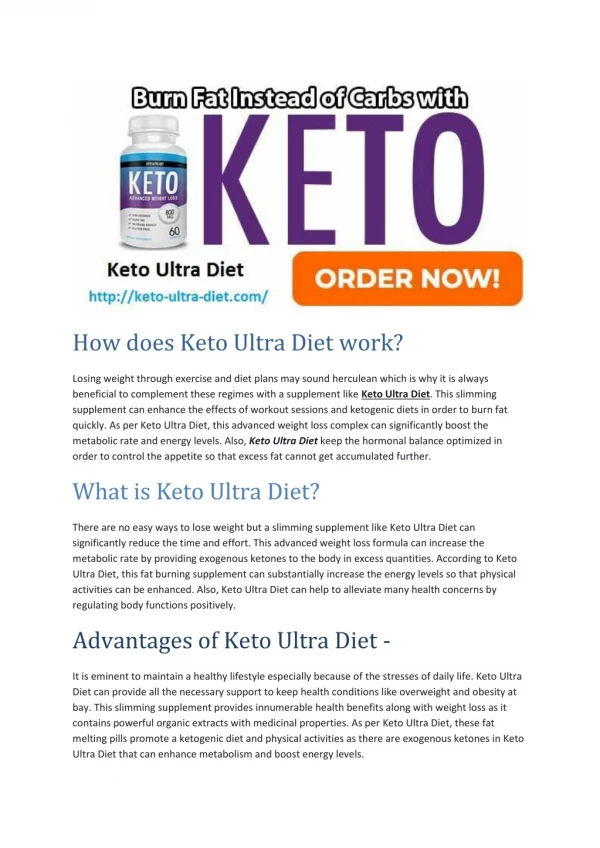 how does keto ultra diet work