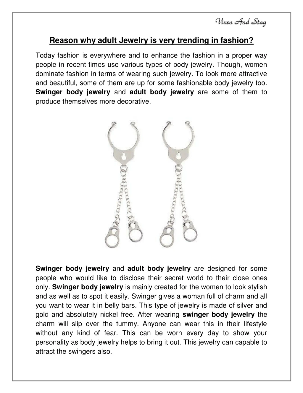 reason why adult jewelry is very trending