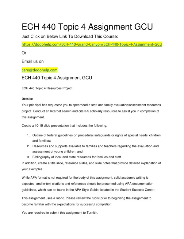 ECH 440 Topic 4 Assignment GCU