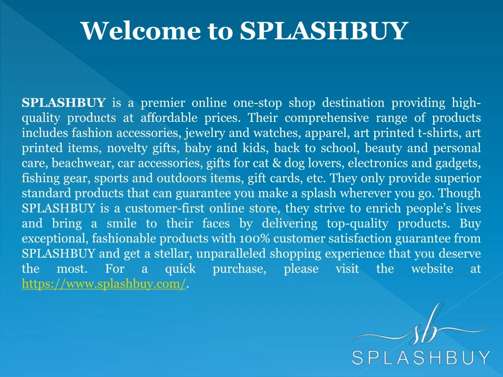 welcome to splashbuy
