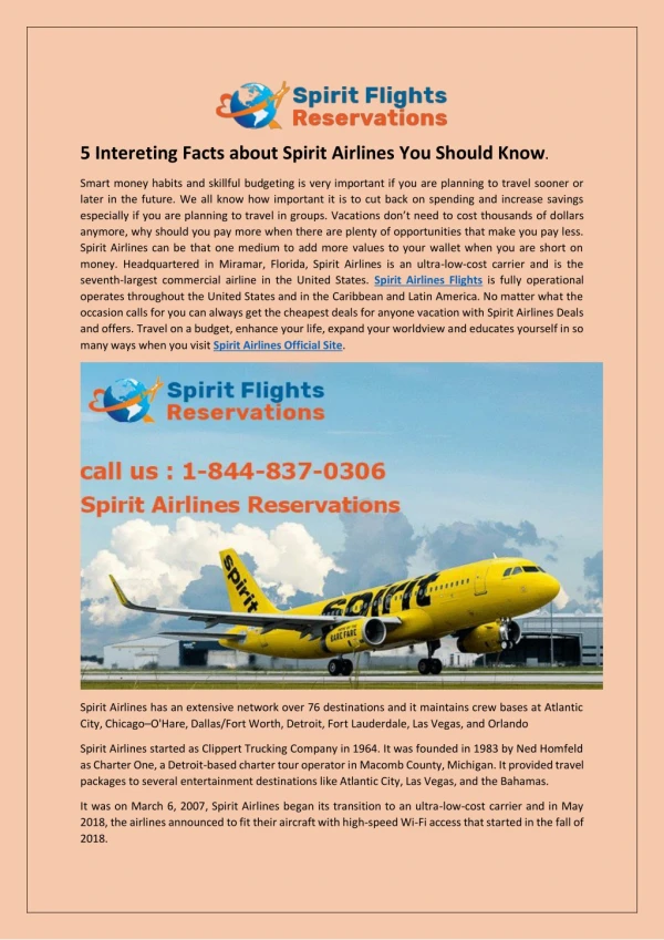 5 Intereting Facts about Spirit Airlines You Should Know