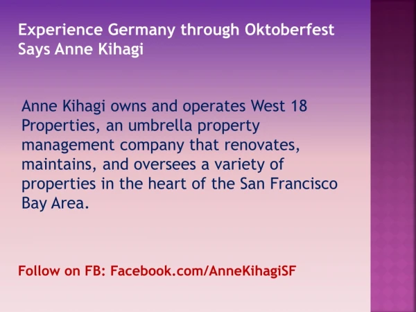 Experience Germany through Oktoberfest Says Anne Kihagi