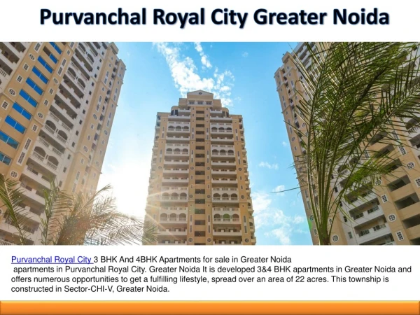 Purvanchal Royal City 3 BHK 4BHK Apartments in Greater Noida