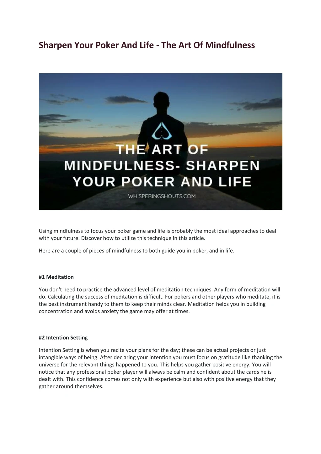 sharpen your poker and life the art of mindfulness