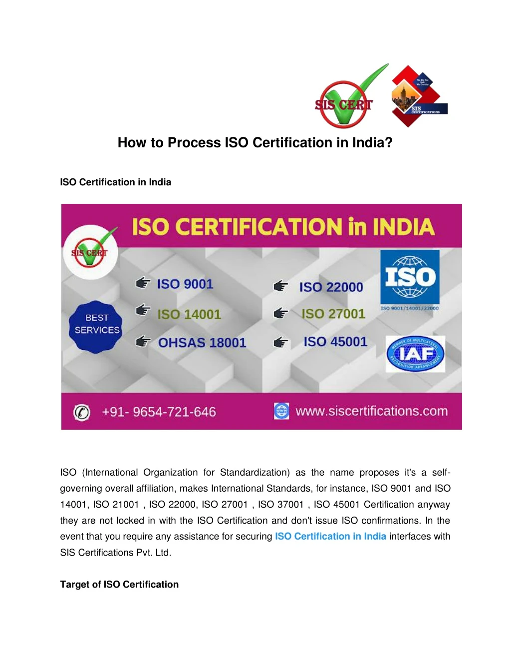 how to process iso certification in india