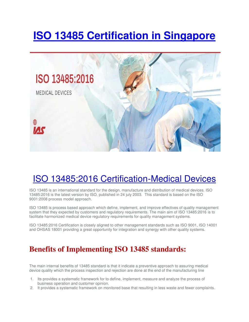 iso 13485 certification in singapore