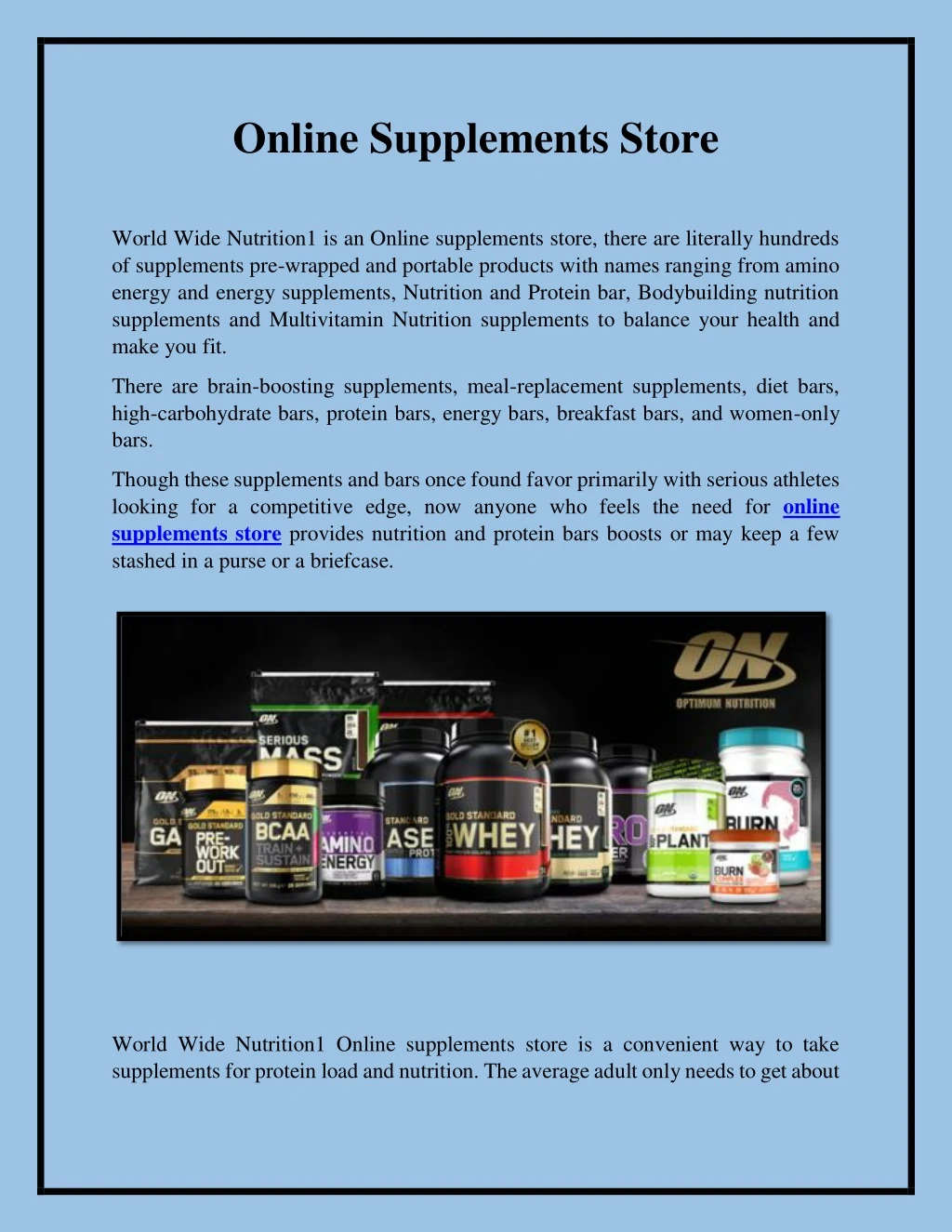 online supplements store