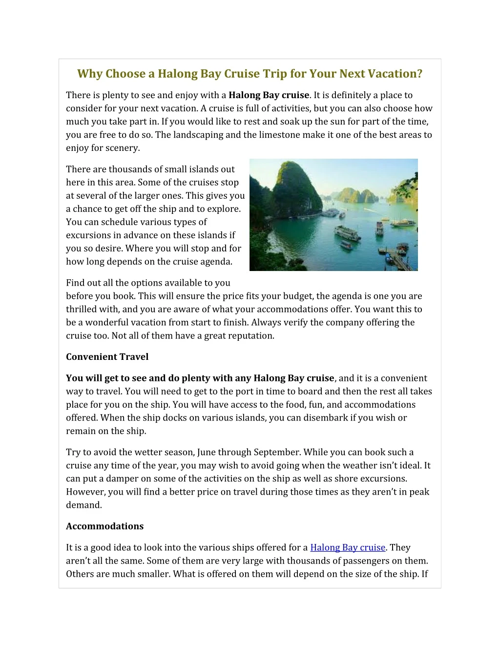why choose a halong bay cruise trip for your next