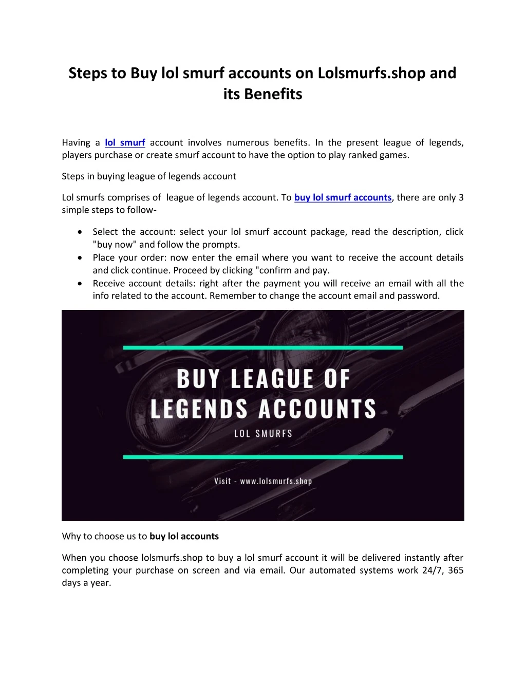 steps to buy lol smurf accounts on lolsmurfs shop