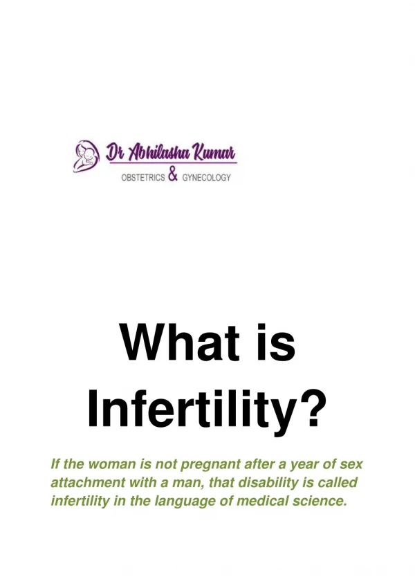 Infertility test - What is Infertility Cause?- How To Get Permanent Solution