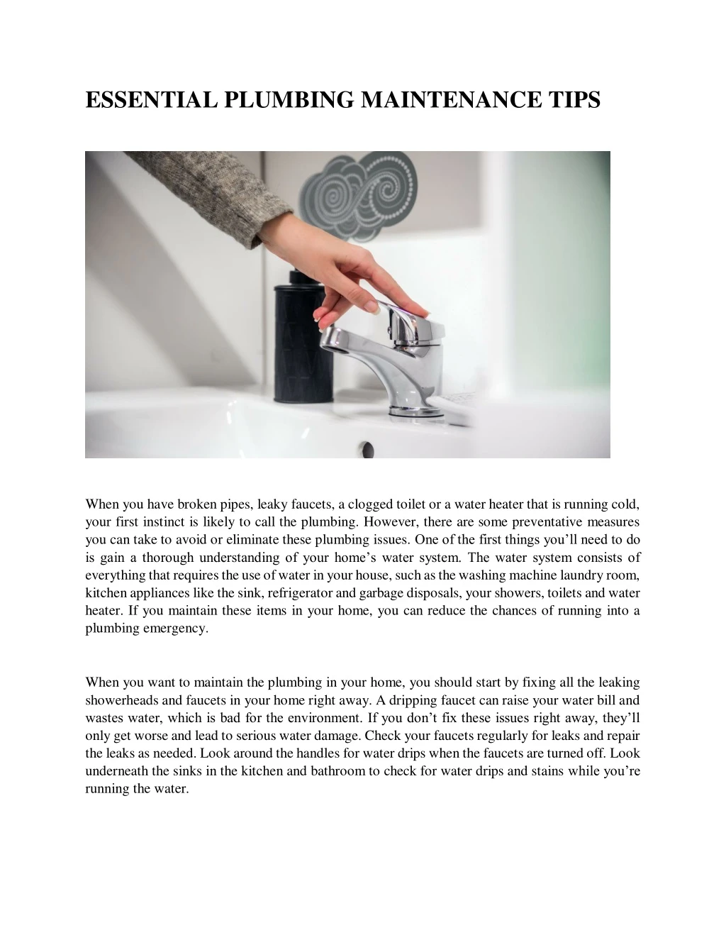 essential plumbing maintenance tips
