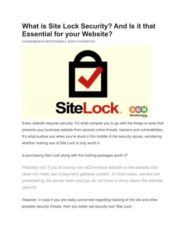 What is Site Lock Security? And Is it that Essential for your Website?
