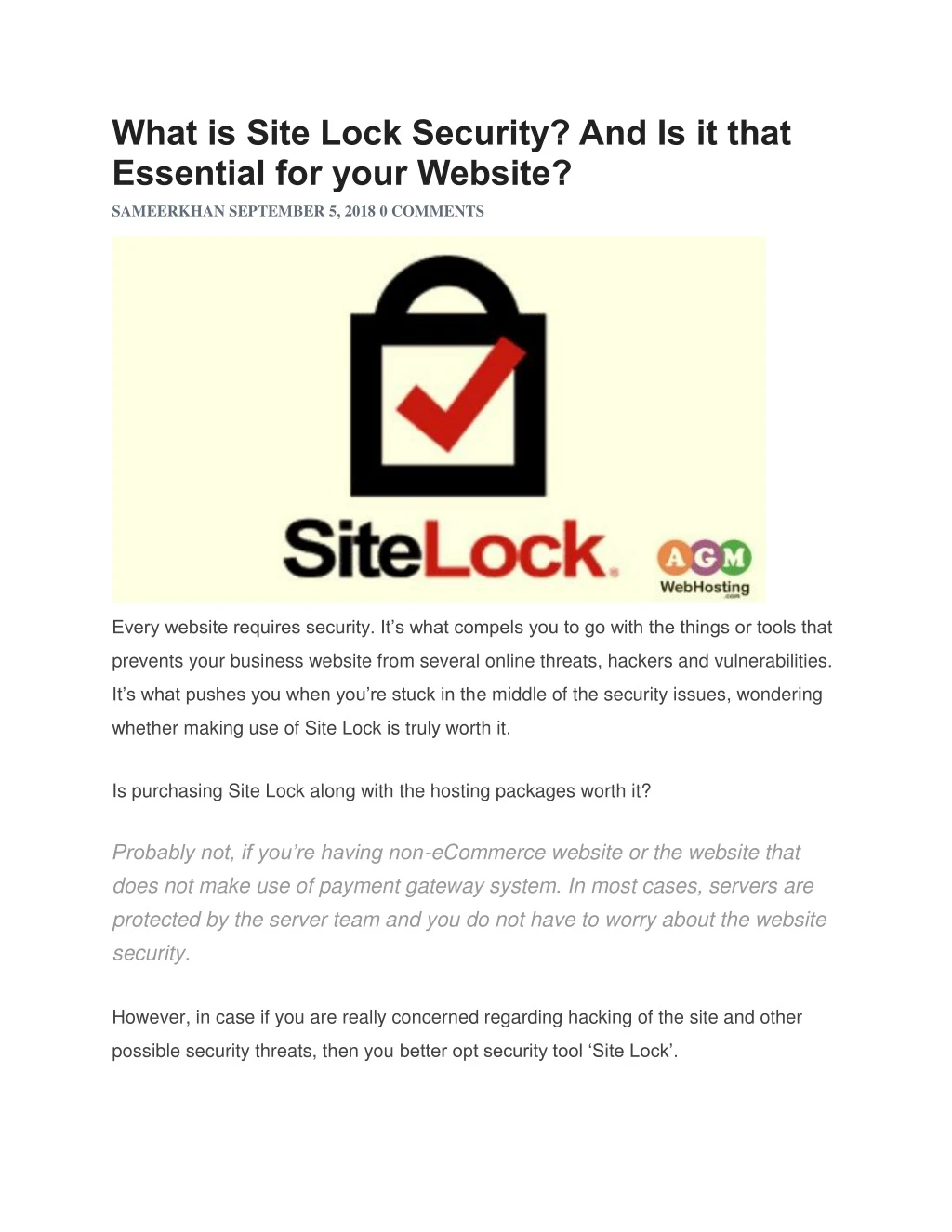 what is site lock security and is it that