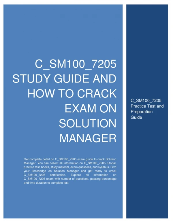 C_SM100_7205 Study Guide and How to Crack Exam on Solution Manager