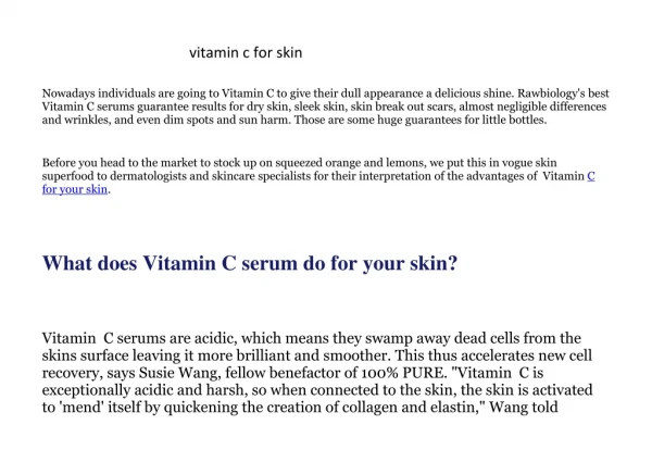 Vitamin c for skin