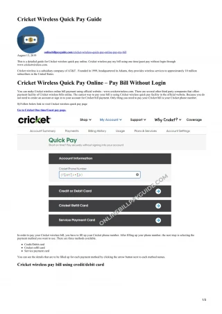 cricket quick pay page