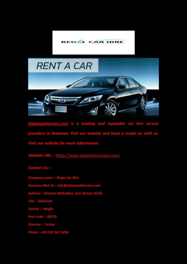 Dalaman Airport Car Rental - Dalamanhirecars.com