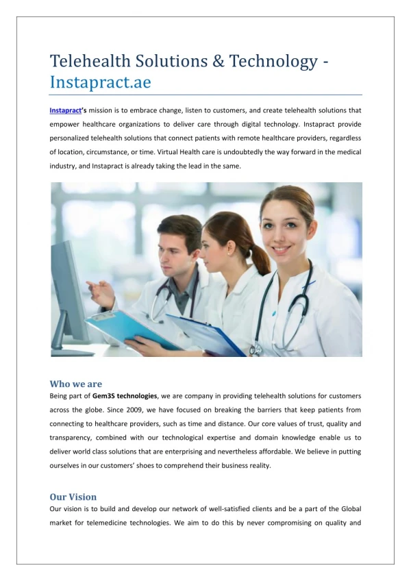 Telehealth Solutions & Technology - Instapract.ae
