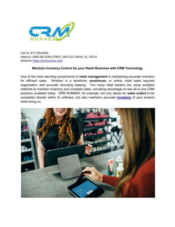 Maintain Inventory Control for your Retail Business with CRM Technology