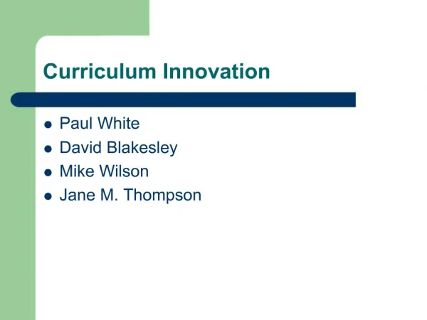Curriculum Innovation