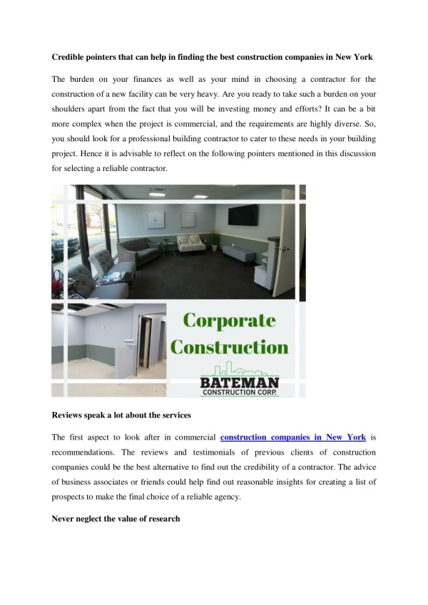Credible pointers that can help in finding the best construction companies in New York