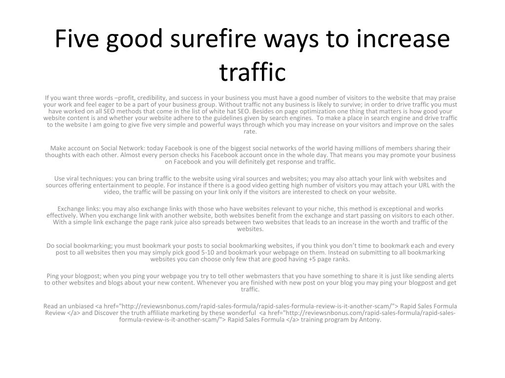 five good surefire ways to increase traffic