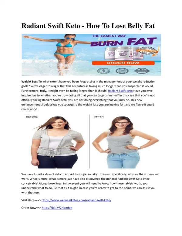Radiant Swift Keto - How To Lose Belly Fat