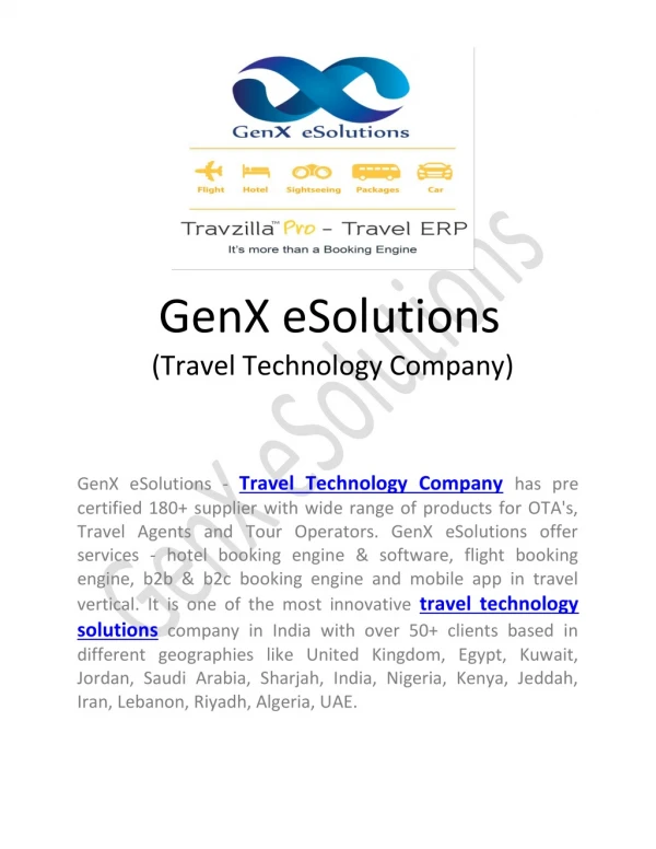 Travel Technology Company for OTA's and Travel Agents
